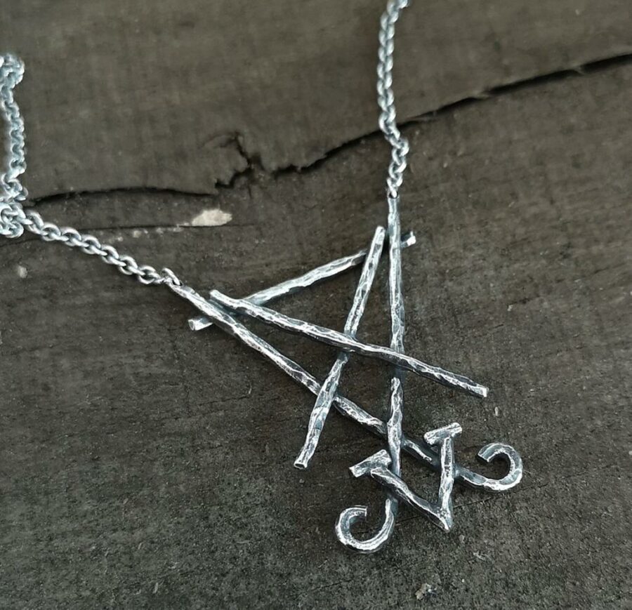 Lucifer sigil necklace pendant silver handmade by Maureen Centen