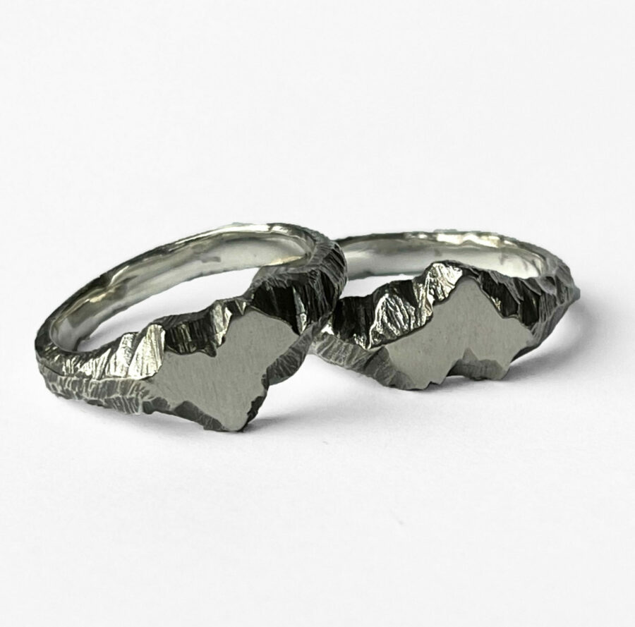 RAW heart wedding engagement ring rough mountain ring